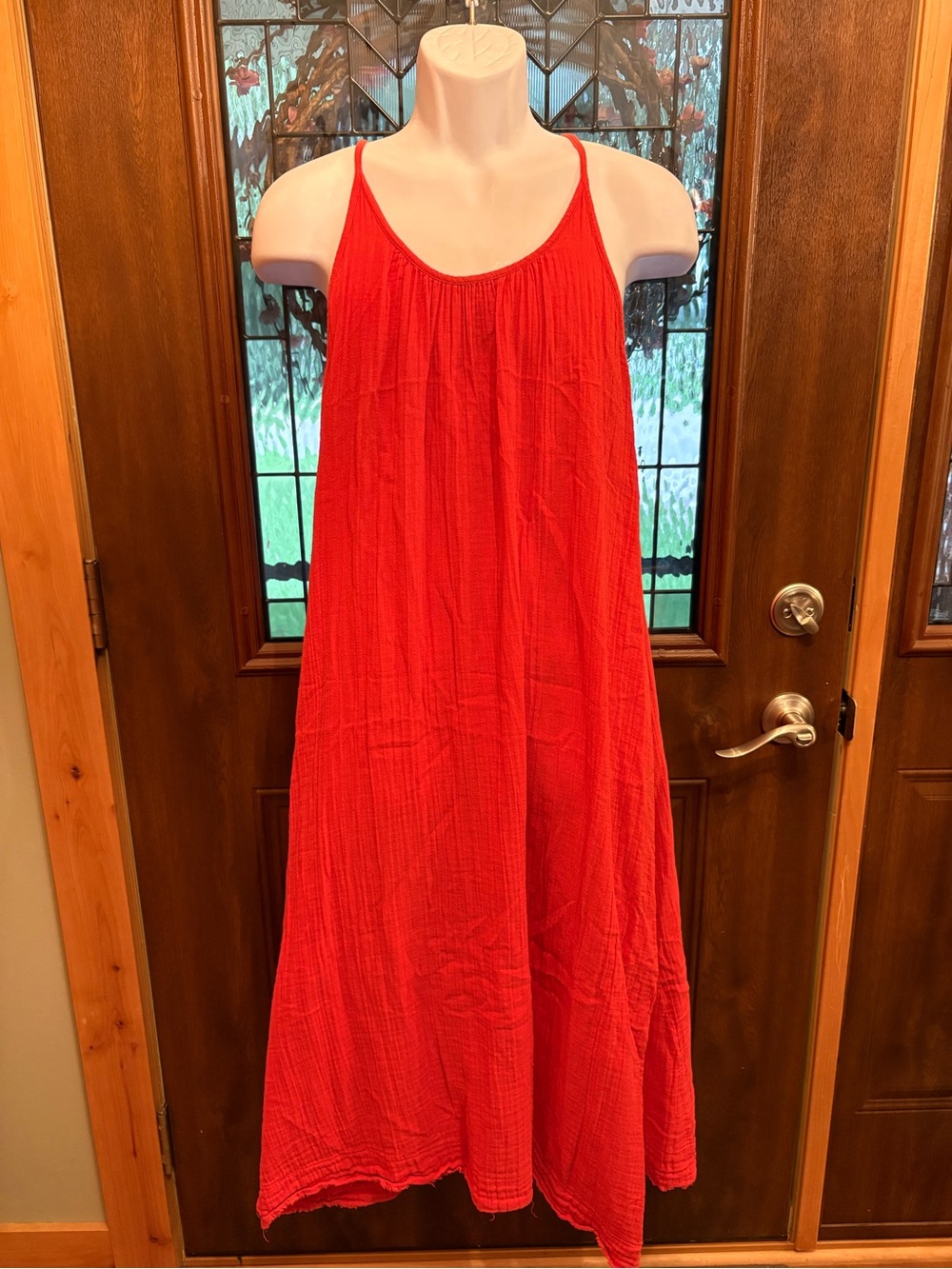 NATURAL LIFE Coral Gauzy Maxi Dress L/XL